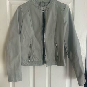 Jou Jou Women's Light Gray Leather Jacket